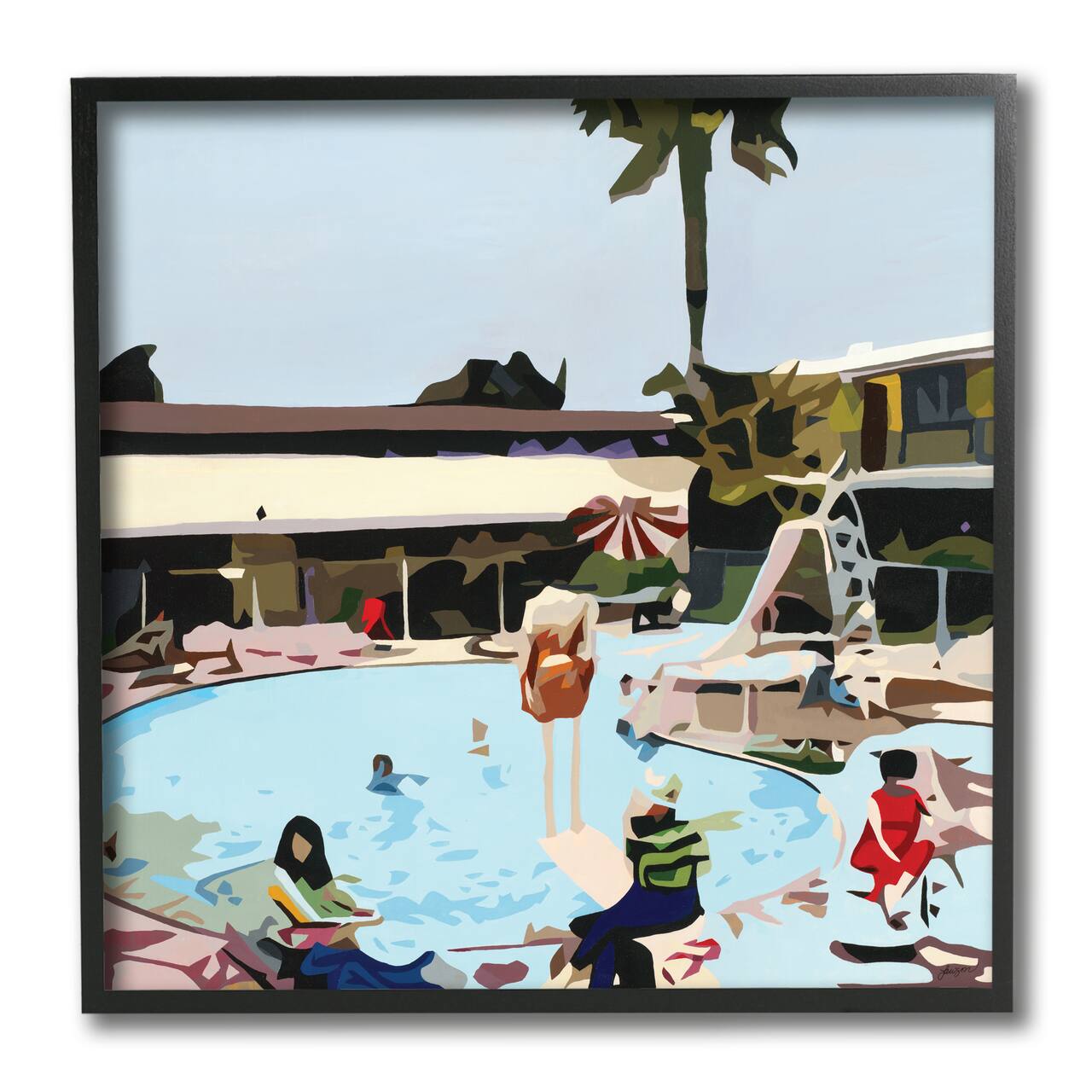 Stupell Industries Pool Party Black Framed Wall Art